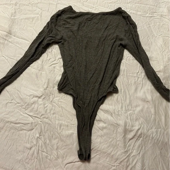 Workhall Grey Ribbed Medium Bodysuit - Picture 2 of 2